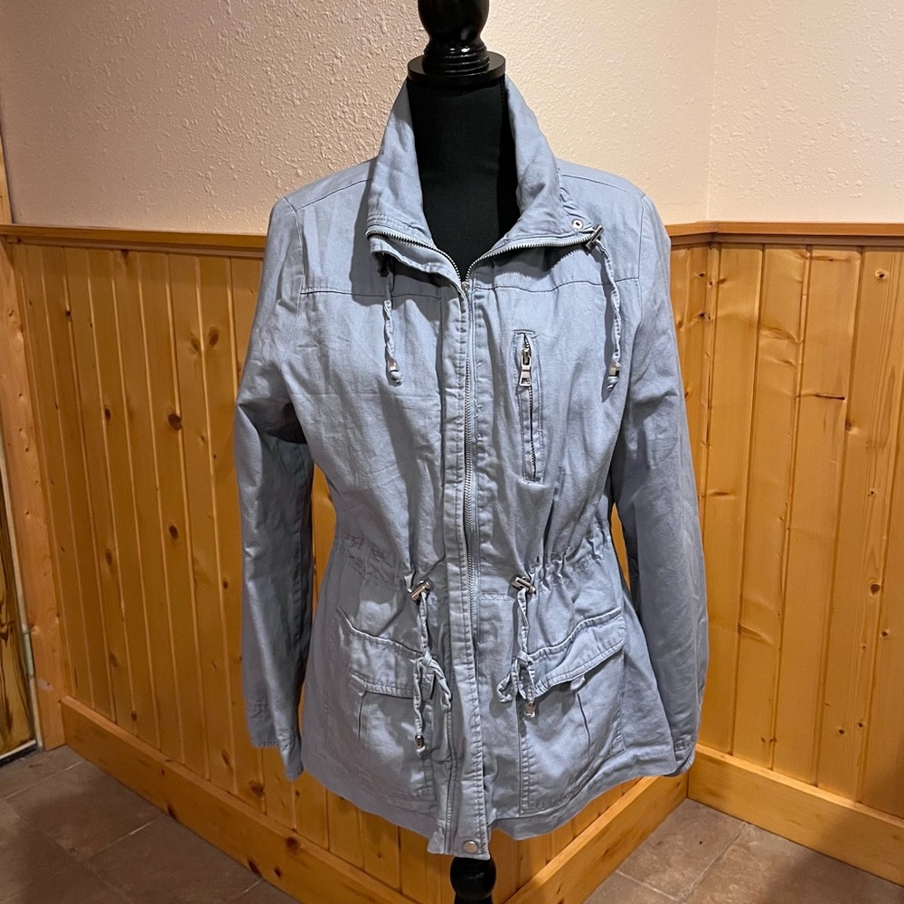 Charlotte Russe gray cotton twill fall zip jacket